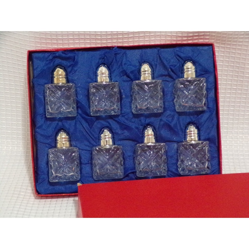 Vintage Leonard Crystal and Silver Plated Salt & Pepper Shakers In Original Box